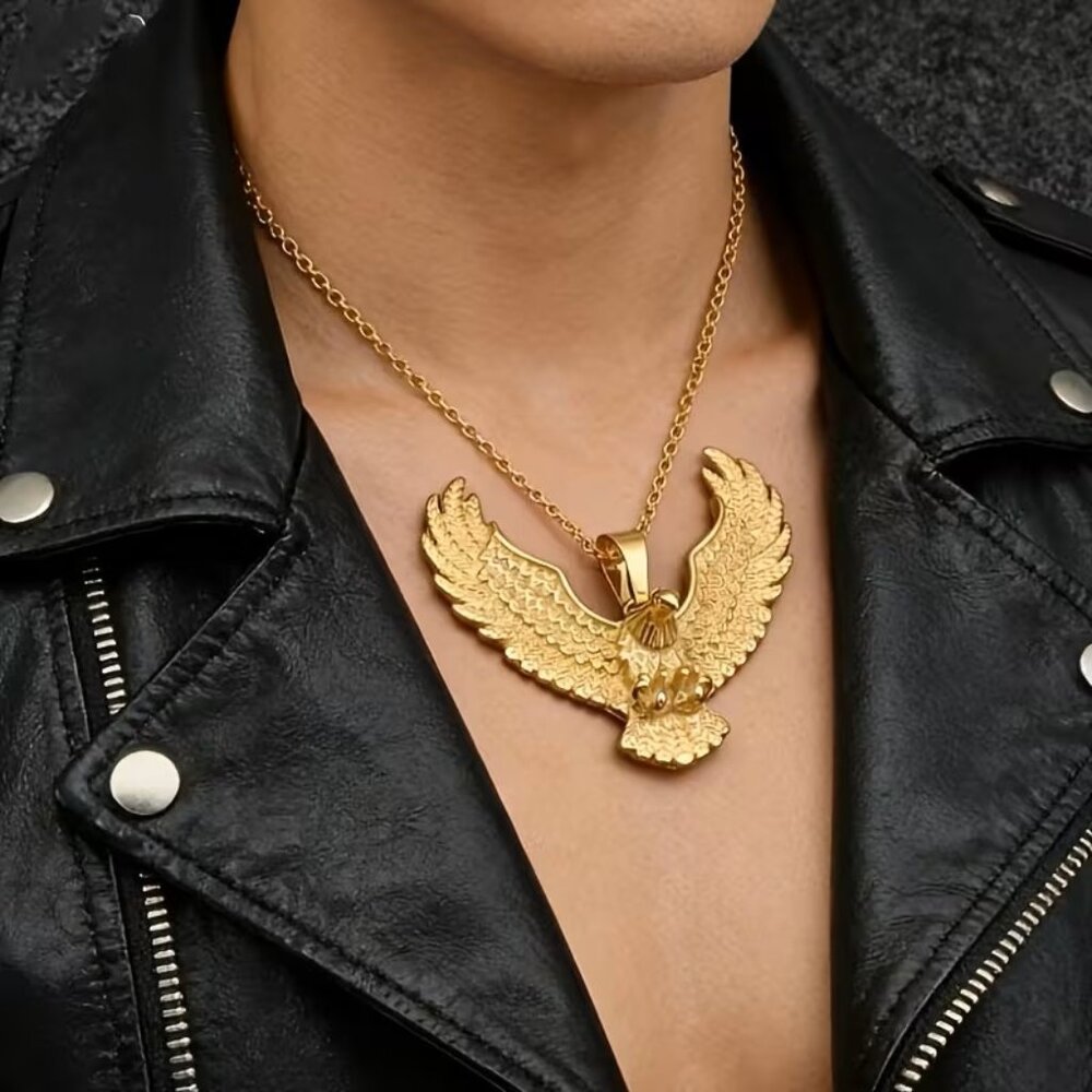 #22   Hip Hop Eagle Pendant Punk Necklace, Trendy Eagle Pendant Accessory f